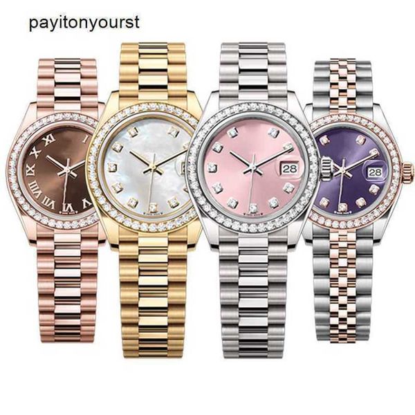 Rolaxs Montre Diamant Montres Date Juste Moissanite Femme Glacé Femmes De Luxe Automatique 31mm Or Rose Datejust Mouvement Mécanique Montres rj