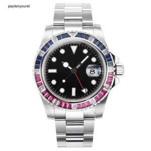 Rolaxs horloge diamanten horloges heren 116759 Saru zwarte wijzerplaat 40 mm 904l roestvrijstalen keramische rand lichtgevend saffierkristalglas volautomatische machine rj