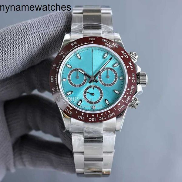 Rolaxs Montre Montres Suisses Automatique Jour u Qualité Designer Hommes St9 Acier Tous les sous-cadrans Fonctionnant 40mm Mouvement Mécanique Verre Saphir Lunette Céramique Argent Bleu Di