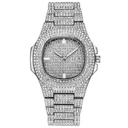 Rol Hip Hop Horloge Bling Diamond Horloge Mannen Zilver Stalen Band Heren Business Quartz Horloges Waterdicht Relogio Masculino2119