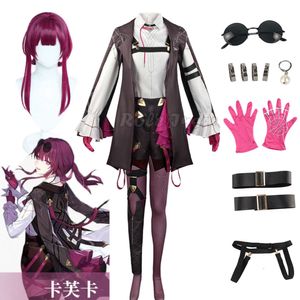 Costume de Cosplay Jugar de rôle Honkai Star Rail Kafka, uniforme de Combat pour femmes, perruque pour hommes et femmes, tenue de fête d'halloween