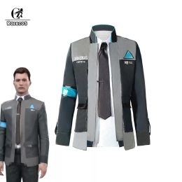 Rolecos Juego Detroit Conviértase en el cosplay humano Connor Cosplay Uniforme Men chaqueta camisa blanca corbata rk800 disfraz de abrigo juego completo