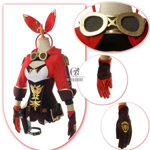 ROLECOS jeu Genshin Impact ambre Cosplay Costume femmes rouge Comtume Halloween haut pantalon uniforme ensemble complet Y0913