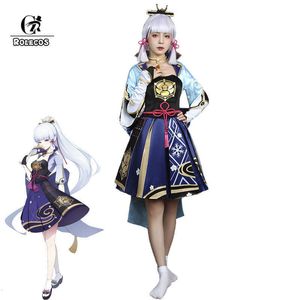 Rolecos Game Genshin Impact Kamisato Ayaka Cosplay Kostuum Kamisato Ayaka Cosplay Kostuum Dames Dress Mouw volledige set Halloween Y0903