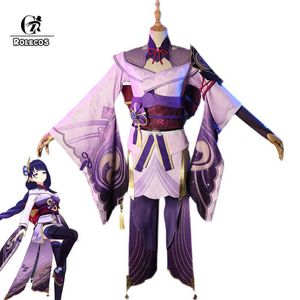 Rolecos Game Genshin Impact Raiden Shogun Cosplay Kostuum Baal Raiden Shogun Cosplay Kostuum Sexy Dames Uniform Dress Full Set Y0903