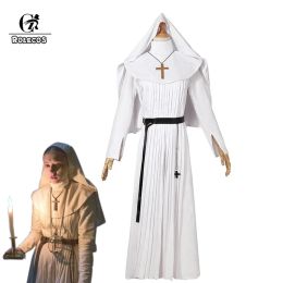 Rolecos non Halloween -kostuum voor vrouwen de non cosplay kostuum zuster Irene White Cosplay 2023 horrorfilms feestjurk