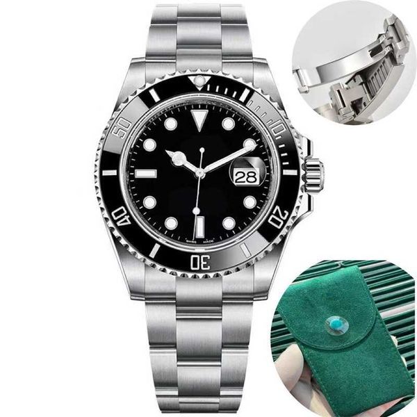 Roles Reloj para hombre con bolsa verde Glide Lock Bisel de cerámica Zafiro Relojes con movimiento automático Reloj de diseño de alta calidad uomo sub montre de luxe AAA