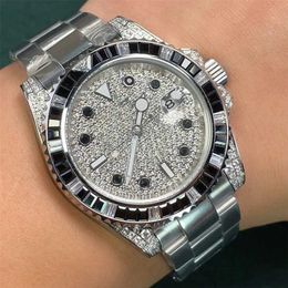 Roles Watch Diamonds Mens Watch Movimento Automático Diamond Watchband À Prova D 'Água 40mm Cinta De Aço Inoxidável Moda Relógios De Pulso Business Watchesqq