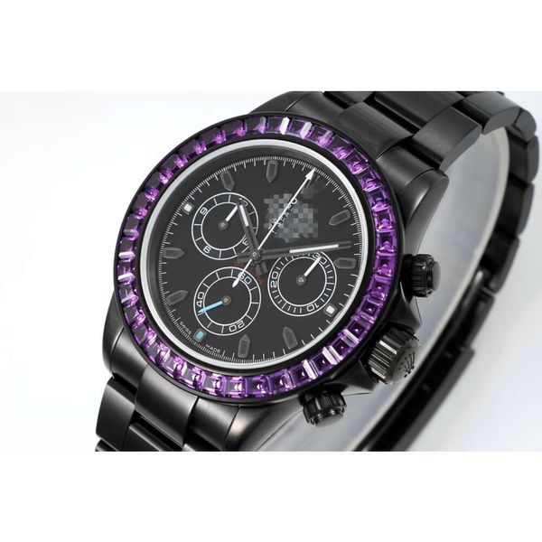 Reloj de lujo Rolesx Date Gmt Clean Watch Hall nivel Reloj Blaken nuevo movimiento 7750 modificado con revestimiento DLC negro resistente al desgaste y resistente al desgaste