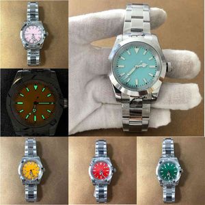 Reloj de lujo Rolesx Reloj Date Gmt Acero inoxidable 316L Apertura de 39 mm Movimiento automático japonés NH35 Cubierta trasera transparente luminosa verde Cristal de zafiro