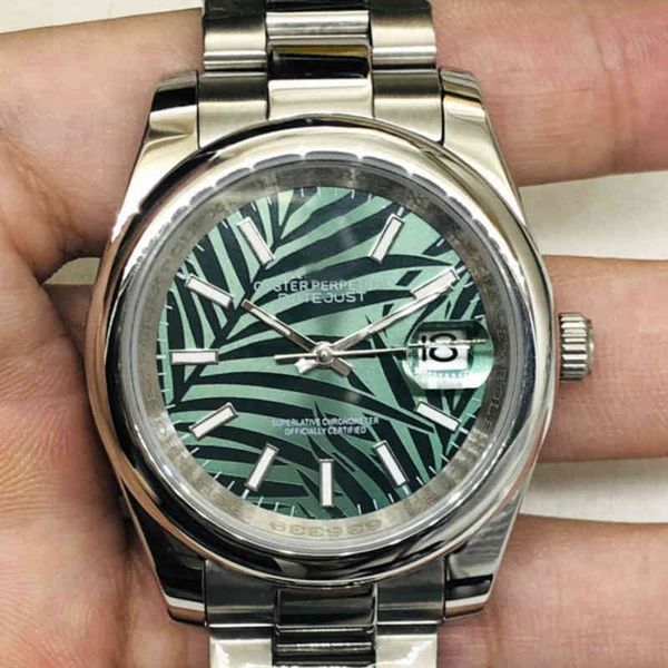 Rolesx uxury watch Date Gmt Luxury Mens Reloj mecánico automático Log Arch White Green Leaf Table Rz1491 Swiss es Brand Reloj de pulsera