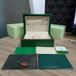 Rolex box Cases green wood accessories certificate card Men's Watches box convenable pour plus de 116610 126613 326235 submari311t