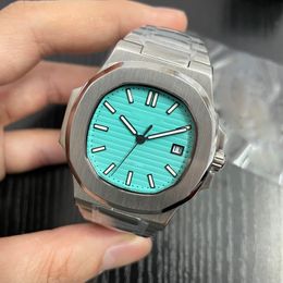 Fabriek heren automatisch uurwerk 40 mm horloge lichtblauwe wijzerplaat Limited Nautilus Classic 5711 horloges transparante achterkant polshorloges