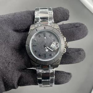 Reloj mecánico automático para hombre, reloj de lujo de 40 MM, esfera negra de moda, pulsera negra, hebilla plegable, reloj clásico