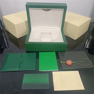 Rolex luxe haute qualité vert boîte de montre étuis sacs en papier certificat boîtes d'origine pour femme en bois hommes montres sacs cadeaux accessoires sac à main sous-marin ST9
