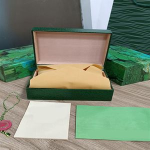 Rolex Luxe hoogwaardige groene horlogebakkoffen Papierzakken Certificaat Originele dozen voor houten vrouw heren horloges cadeauzakken ACCE259P