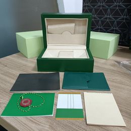 Rolexs Boxes Fashion Green Cases kwaliteit Horlogedoos Papieren tassen certificaat Originele dozen voor Houten Vrouw Man Horloges Geschenk Accessoires 116519 116619