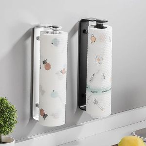 Rollepapierhouder Zwart aluminium Klingfilm Doekdoekrek Keukenaccessoires Toliet Tissue Hanger Wall Organizer opbergplank