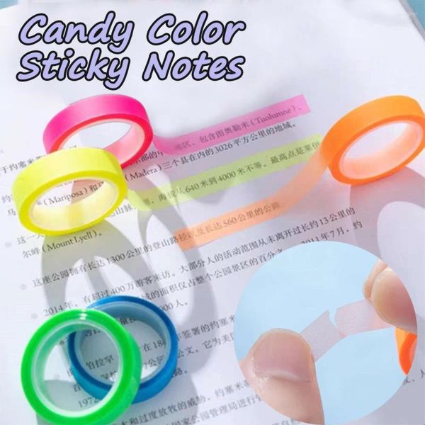 Rollo/juego de notas adhesivas transparentes impermeables, pestañas de índice de Color caramelo, cintas, pegatinas marcador, papelería, suministros escolares y de oficina