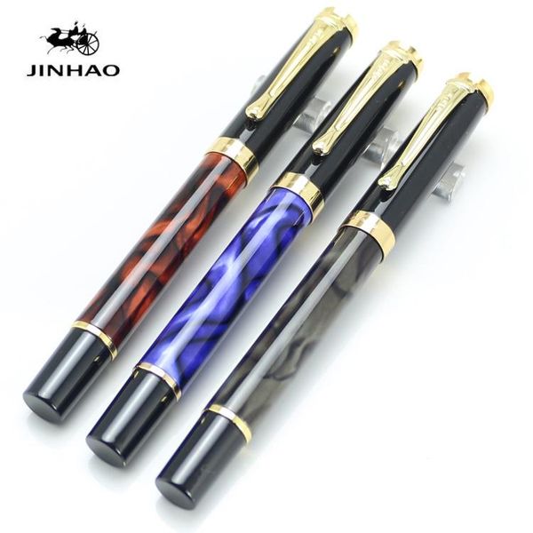 Stylo à bille roulante 7 couleurs noir/blanc/gris/rouge couleur or Clip matériel Escolar Jinhao encre 13.6 1.8cm stylos à bille