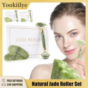 Roller Gezicht Massager Jade Roller voor Face Lifting Tools Facial Gua Sha Jade Stone Anti-aging Rimpel Huidverzorging Schoonheid Gezondheid Geschenkdoos