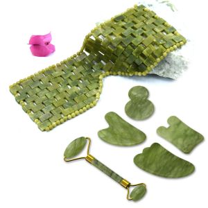 Rouleau pierre naturelle Jade masque pour les yeux rouleau de Massage du visage planche de Guasha thérapie par le froid masque pour les yeux Gouache grattoir masseur Facial rouleau de Jade