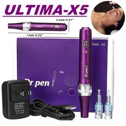 Roller nieuwste ultima x5 d dr pen auto microneedle systeem derma pen verstelbare naaldlengtes 0,25 mm2,5 mm elektrisch dermapen met LED -scherm