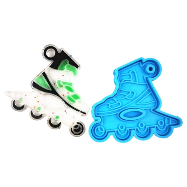 Skates à rouleaux Skateboard en forme de porte-clés Epoxy Moule de résine Moule de clés Pendants Silicone Moule Diy Crafts