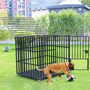 Roulement lourd xxl grand cage de compagnie de animal de compagnie épais cage en métal cage de chien cage de chenil avec plateau