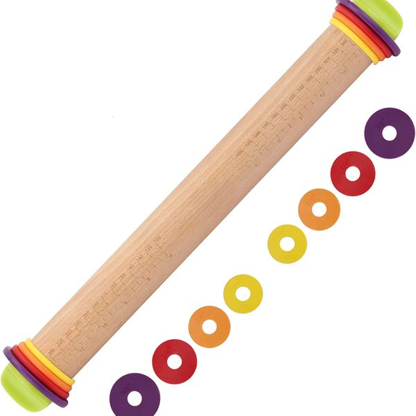 Rouleaux à pâtisserie Planches à pâtisserie 43cm Broche réglable avec anneaux d'épaisseur pour Cookie Roller Rod Pâte Fondant Pizza Pie Crust Mat 230804