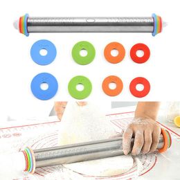 Rouleaux à pâtisserie planches à pâtisserie réglables en acier inoxydable + épingle en PP ajuster l'épaisseur échelle bâton outils de pétrissage pour pâte Rouleau Pâtisserie Acie