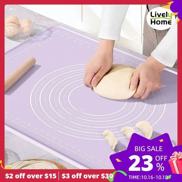 Rodillos Tablas de repostería Almohadilla para amasar de gran tamaño Estera para hornear de silicona antibacteriana gruesa 70x50 Rodillo Masa Accesorios de cocina Tablero de repostería antiadherente 231018