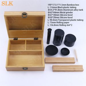 Rol Stash Box Smoking Products Set Bamboo Rolling Container Case Houten Box Storage flessen en potten Rookaccessoires Kits