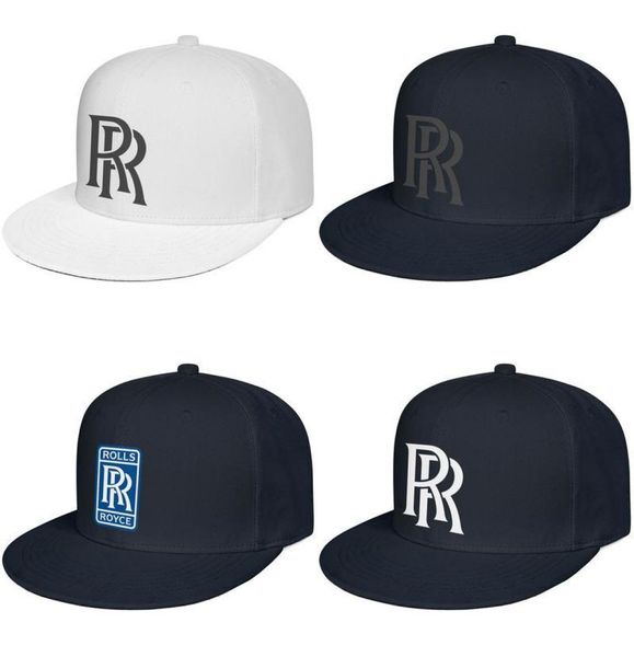 Rolls Royce Logo gorra de béisbol para hombre y mujer con cierre trasero fresco en blanco Hip Hop Flat sombreros de ala símbolo logo emblema RR LOGO Azul desgastado 3288894