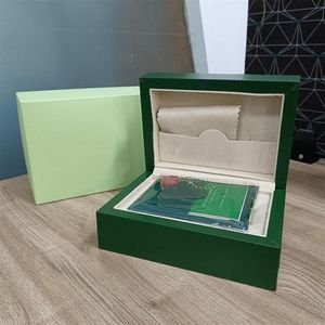 Boîte Rolx Boîtes de montre vertes de haute qualité Sacs en papier certificat Boîtes originales pour hommes en bois Montres vertes pour hommes Sac cadeau Accessori241q