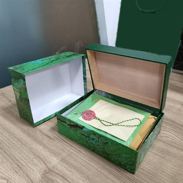 Rolx montre de luxe Mens Watch Box Cases Original Inner Outer Womans Montres Boxes Hommes Green Boxs livret carte 126710 Accessoires Ce230H