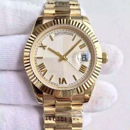 Gratis verzending Roma 18K goud DAYDATE 40 mm zelfopwindend Automatisch mechanisch Zilveren wijzerplaat Gecanneleerde lunette Verborgen vouwkroonsluiting Herenhorloge