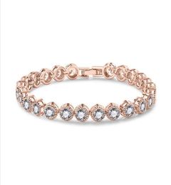 Roma Bracelet Clsssical Luxury Sieraden 18K Whiterose Goud gevulde ronde Cut CZ Crystal Diamond Promise Cool Women Bracelet voor LOV1901652