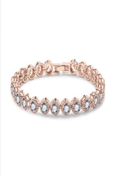 Bracelet Roma CLSSSSICAL BIENDRES DE LUXE 18K 18K Whiterose Gold Round Cut Cz Crystal Diamond Promes