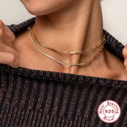 Romad Fashion 925 Sterling Zilveren Choker Ketting voor Dames Punk Ins Zirkoon Strand Paperclip Ketting Clavicle Kettingen Collares Q0531