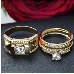 Romad Hip Hop sieraden Rings Lovers 'Gold Color Color Rings Rings Party Wedding Sieraden Ringen voor vrouwen Anillos Mujer R4