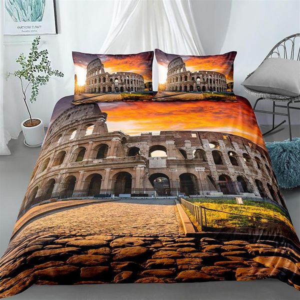 Juego de ropa de cama con edredón de paisaje de Arena romana, funda de edredón de tamaño único con estampado 3D de lujo Queen King, decoración textil para el hogar, juegos modernos 270g