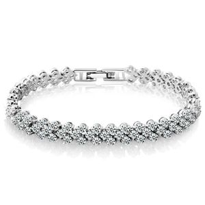 Bracelets romains pour femmes Zircon cristal bracelet luxe mode bijoux diamant bracelets porte-bonheur filles dame cadeau argent or emballage de vente au détail