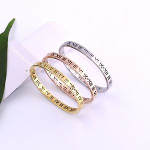 Chiffres romains alphabet bracelet en acier au titane Bracelet de créateur de luxe créatif américain européen Or Argent ROSE Bracelets en or 4mm 6mm