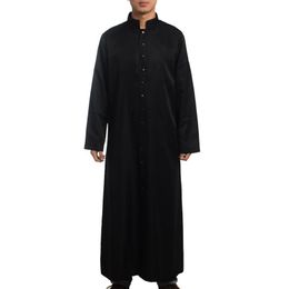 Romeinse Priester Soutane Kostuum Katholieke Kerk Clergy Black Robe Gown Predikant Gewaden Single Breasted Button Volwassen Mannen Cosplay270a