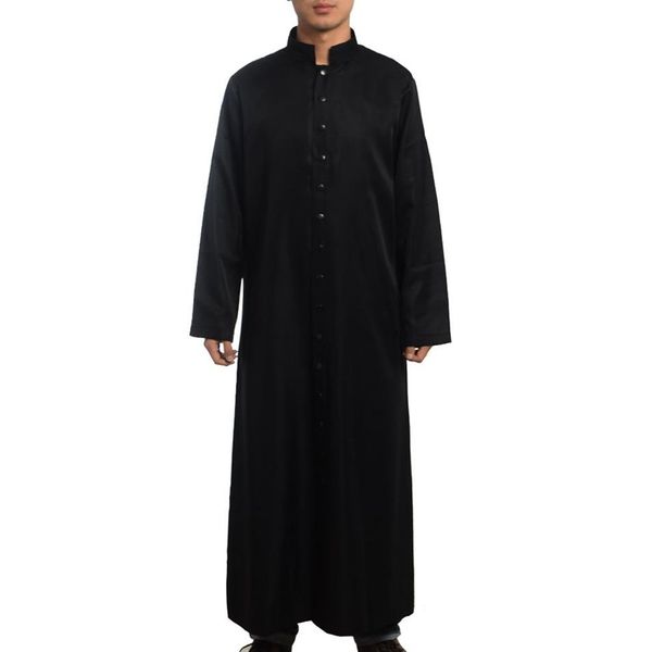 Costume de soutane de prêtre romain, Robe noire du clergé d'église catholique, vêtements de clergé, bouton à simple boutonnage, pour hommes adultes, Cosplay2361