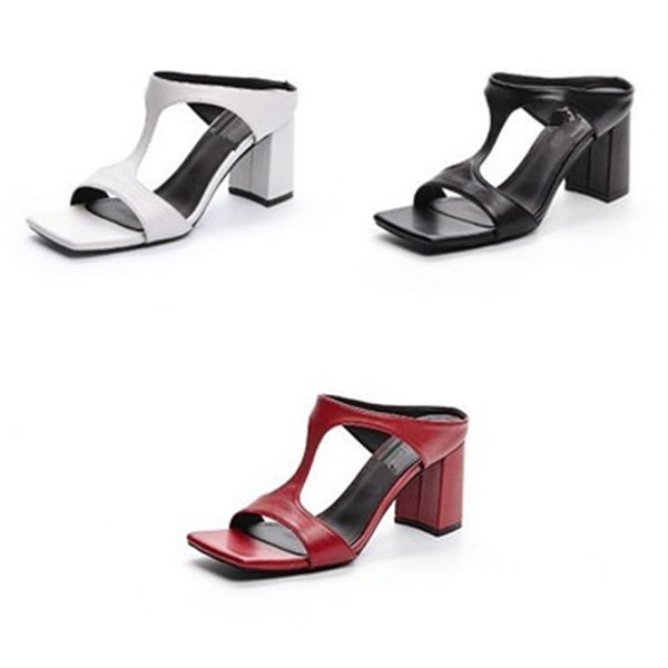 Sandales romaines populaires pour les femmes, nouvelle mode d'été portant de la maille rouge, bout carré, bout ouvert, talons épais, chaussures à talons hauts pour femmes, chaussures d'extérieur A041