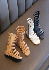 Roman Sandals Summer Kids Girl Hollow Open Teen Modellen Hoge help Sandalen Niet -slip schoenen 3 kleuren 74902026728869