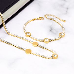 Romeinse zirkoniumarmband kettingontwerper Ketting Link Clover Luxe unisex nagel heren liefde goud tennis charm kabel mannen bloemenketens voor momen cadeau roestvrij staal