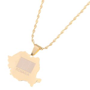 Roemenië Kaart Hanger Kettingen Goud Kleur Trendy Roemeense Vlag Ketting Sieraden Gift